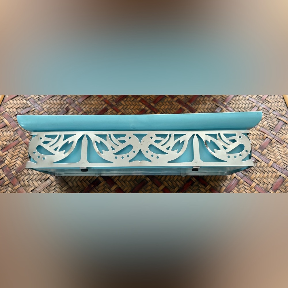 Vintage 1950’s Northington robin egg blue & chrome rectangle planter